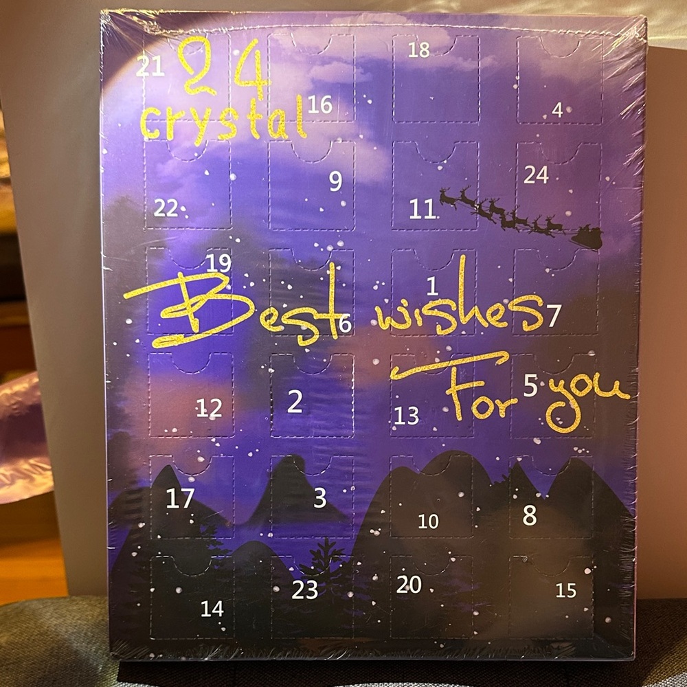 Crystal Advent Calendar with Purple and Gold Design